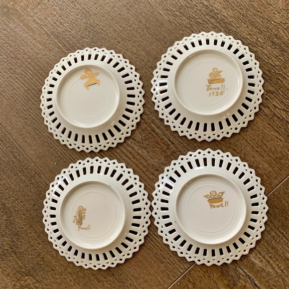 Vintage 1925 Powell Porcelain Reticulated Trinkets Dishes - Picture 7 of 11